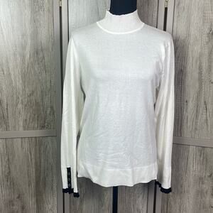 New! The Look semi sheer elegant mock turtleneck sweater women's L